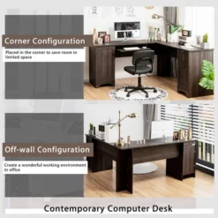 Costway L-Shaped Corner Computer Desk Writing Table Study Workstation Drawers BlackBrown 16 Costway L-Shaped Corner Computer Desk Writing Table Study Workstation Drawers BlackBrown -WorkHaven Sales Shop GUEST 16f69967 3571 4368 b16f a76809379f17