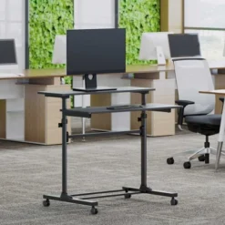 Tranzendesk Dual Level Standing Desk – 40" Mobile Height Adjustable Workstation – Black – Stand Steady -WorkHaven Sales Shop GUEST 1750fb65 823e 46b2 9c54 d7cbcd0d203e