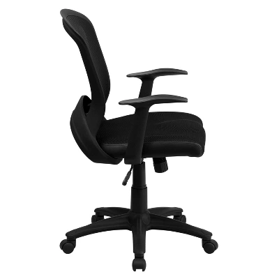 Emma And Oliver Mid-Back Designer Black Mesh Swivel Task Office Chair With Arms 7 Emma And Oliver Mid-Back Designer Black Mesh Swivel Task Office Chair With Arms - Image 7