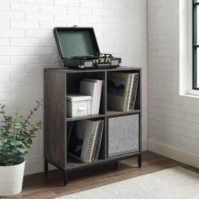 33" Jacobsen Record Storage Cube Bookcase With Speaker Brown Ash/Black - Crosley 1 33" Jacobsen Record Storage Cube Bookcase With Speaker Brown Ash/Black - Crosley