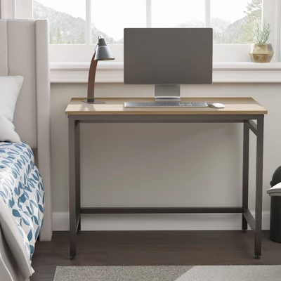 Delia Industrial Metal Desk Oak - Brookside Home 5 Delia Industrial Metal Desk Oak - Brookside Home - Image 5