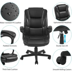 Yaheetech PU Leather Height Adjustable Office Chair With High Back,Black -WorkHaven Sales Shop GUEST 19a3bdf2 81fc 4443 8a5f 170b653057b6