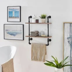 2-Tier Olivia Pipe Wall Shelf Unit With Hanging Rod Black/Rustic - Danya B. 8 2-Tier Olivia Pipe Wall Shelf Unit With Hanging Rod Black/Rustic - Danya B. -WorkHaven Sales Shop GUEST 19ad0a88 28f6 4cd0 b4a5 66ac0803f5a9