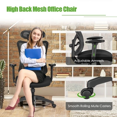 Costway Ergonomic High Back Mesh Office Chair W/ Adjustable Lumbar Support 4 Costway Ergonomic High Back Mesh Office Chair W/ Adjustable Lumbar Support - Image 4