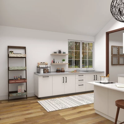 70" Wood 4 Shelf Leaning Shelf Book Shelf Brown - Olivia & May 11 70" Wood 4 Shelf Leaning Shelf Book Shelf Brown - Olivia & May - Image 11