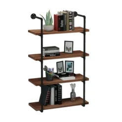 HOMCOM 4-Tier Industrial Pipe Shelves Floating Wall Mounted Bookshelf, Metal Frame Display Rack, 1.25" Thickness Shelving Unit Kitchen, Bar, Brown 9 HOMCOM 4-Tier Industrial Pipe Shelves Floating Wall Mounted Bookshelf, Metal Frame Display Rack, 1.25" Thickness Shelving Unit Kitchen, Bar, Brown -WorkHaven Sales Shop GUEST 1b483c61 f7a8 48a8 8e13 9781f3c08ef7
