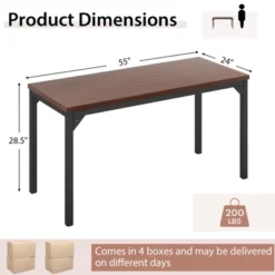 Costway Set Of 4 55" Conference Table Office Computer Study Desk Metal Base Meeting Room