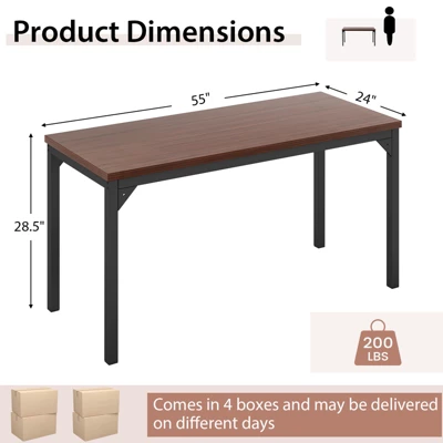 Costway Set Of 4 55" Conference Table Office Computer Study Desk Metal Base Meeting Room 1 Costway Set Of 4 55" Conference Table Office Computer Study Desk Metal Base Meeting Room