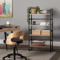 47.5" 4 Shelf Or 2 Shelf Stackable Bookshelf Graphite Black/Ashwood - Calico Designs -WorkHaven Sales Shop GUEST 1b8b0c80 86b2 4e0a a54c 57adae196d3b