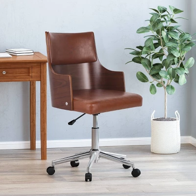 Rhine Mid-Century Modern Upholstered Swivel Office Chair - Christopher Knight Home 1 Rhine Mid-Century Modern Upholstered Swivel Office Chair - Christopher Knight Home