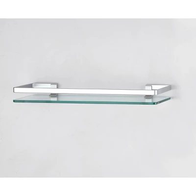 19.75" Floating Glass Bathroom Wall Shelf Chrome - Danya B. 5 19.75" Floating Glass Bathroom Wall Shelf Chrome - Danya B. - Image 5