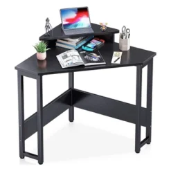 ODK Modern Wooden Triangle Corner Fit Computer Workstation Desk With Durable Steel Frame And Raised Monitor Stand -WorkHaven Sales Shop GUEST 1d0a4d1e 3855 40ee a5fc 7eed5ceb1036