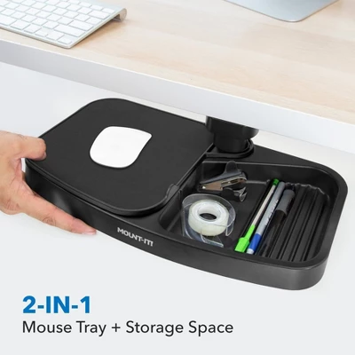 Mount-It! Under Desk Swivel Storage Tray With Mouse Pad | Undermount Shelf Organizer Holds Office Supplies | Mounts To Desktops Tables And Workbenches 1 Mount-It! Under Desk Swivel Storage Tray With Mouse Pad | Undermount Shelf Organizer Holds Office Supplies | Mounts To Desktops Tables And Workbenches