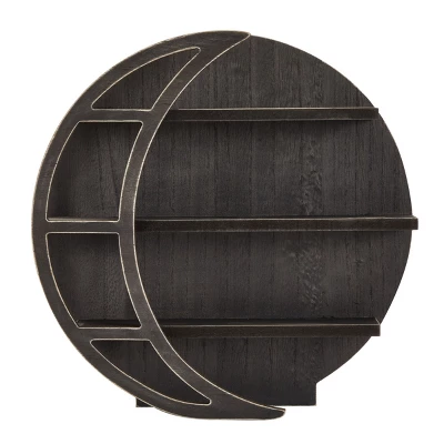 Farmlyn Creek Wooden Crescent Moon Wall Shelf, Rustic Wall Home Decor For Crystals & Essential Oils, Black, 12 X 12 X 3 In 4 Farmlyn Creek Wooden Crescent Moon Wall Shelf, Rustic Wall Home Decor For Crystals & Essential Oils, Black, 12 X 12 X 3 In - Image 4