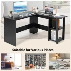 Tangkula L-Shaped Office Computer Desk W/ Spacious Desktop & 2-Tier Open Shelves Black 14 Tangkula L-Shaped Office Computer Desk W/ Spacious Desktop & 2-Tier Open Shelves Black -WorkHaven Sales Shop GUEST 1f56b10b 4153 4ae8 9ac6 e05c94dc087d