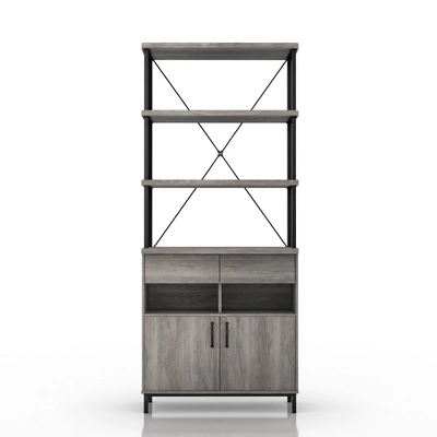 73.6" Skamania Rustic Bookcase Vintage Gray Oak - MiBasics 3 73.6" Skamania Rustic Bookcase Vintage Gray Oak - MiBasics - Image 3