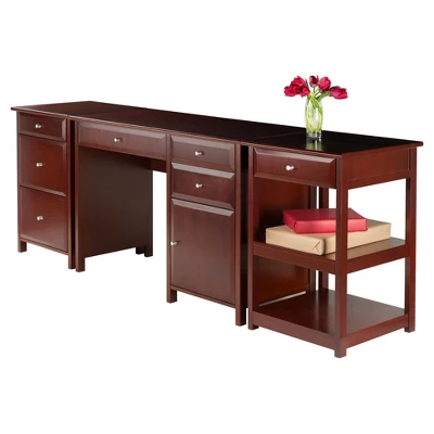 3pc Delta Set Home Office Group Walnut - Winsome 2 3pc Delta Set Home Office Group Walnut - Winsome - Image 2