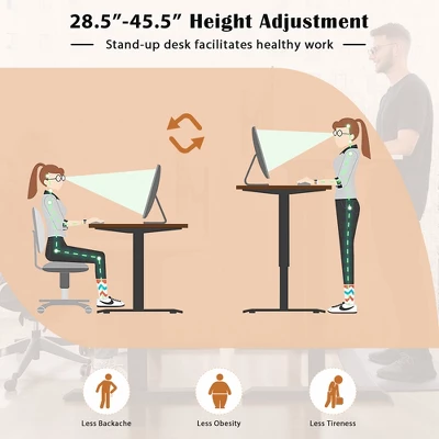 Costway L Shaped Electric Adjustable Standing Desk W/ Controller 2 Hooks BlackRustic 7 Costway L Shaped Electric Adjustable Standing Desk W/ Controller 2 Hooks BlackRustic - Image 7