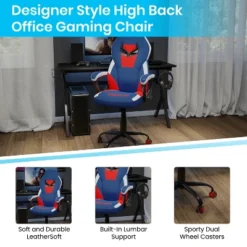 Emma And Oliver Faux Leather Ergonomic High Back Gaming Chair With Adjustable Seat Height, Lumbar Support And Padded Arms In Red, White & Blue 18 Emma And Oliver Faux Leather Ergonomic High Back Gaming Chair With Adjustable Seat Height, Lumbar Support And Padded Arms In Red, White & Blue -WorkHaven Sales Shop GUEST 2041df51 3339 4e3b a440 f2084f5e6900 1
