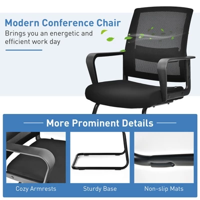 Costway Set Of 2 Conference Chairs Mesh Reception Office Guest Chairs W/ Lumbar Support 8 Costway Set Of 2 Conference Chairs Mesh Reception Office Guest Chairs W/ Lumbar Support - Image 8