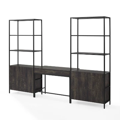 3pc Jacobsen Desk And Large Etagere Set Brown Ash - Crosley 9 3pc Jacobsen Desk And Large Etagere Set Brown Ash - Crosley - Image 9
