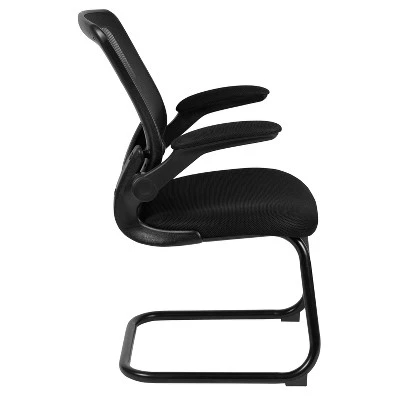 Flash Furniture Black Mesh Sled Base Side Reception Chair With Flip-Up Arms 11 Flash Furniture Black Mesh Sled Base Side Reception Chair With Flip-Up Arms - Image 11