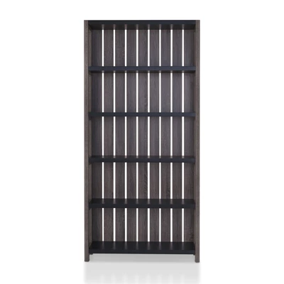 Iman 5-Shelf Wood Bookcase In Dark Gray And Black - Furniture Of America 4 Iman 5-Shelf Wood Bookcase In Dark Gray And Black - Furniture Of America - Image 4