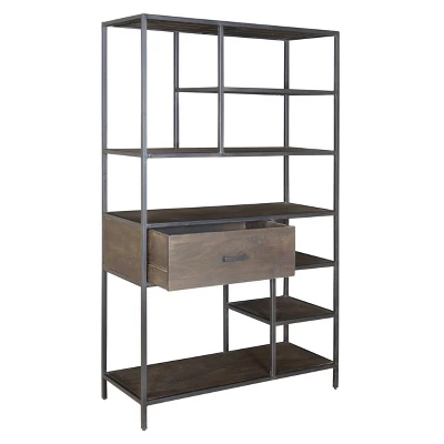 70" Lemuel 1 Drawer Bookcase Gray - Treasure Trove Accents 2 70" Lemuel 1 Drawer Bookcase Gray - Treasure Trove Accents - Image 2