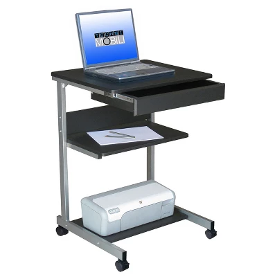 Rolling Laptop Cart With Storage Black - Techni Mobili 2 Rolling Laptop Cart With Storage Black - Techni Mobili - Image 2