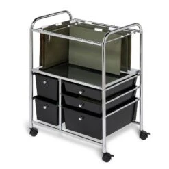 Honey-Can-Do 5 Drawer Rolling File Cart Black