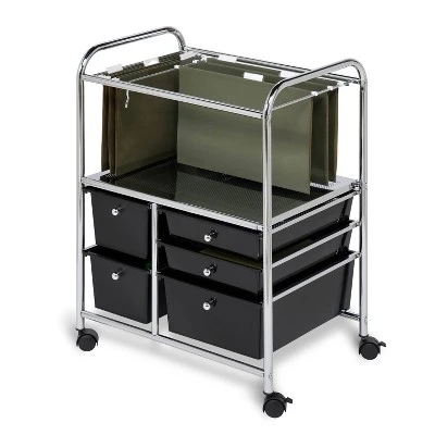 Honey-Can-Do 5 Drawer Rolling File Cart Black 1 Honey-Can-Do 5 Drawer Rolling File Cart Black