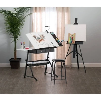 Core Drawing Table And Stool Set Charcoal Black/White - Studio Designs 19 Core Drawing Table And Stool Set Charcoal Black/White - Studio Designs - Image 19