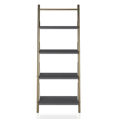64.13" Nova 4 Shelf Ladder Bookcase Gray - CosmoLiving By Cosmopolitan 3 64.13" Nova 4 Shelf Ladder Bookcase Gray - CosmoLiving By Cosmopolitan - Image 3