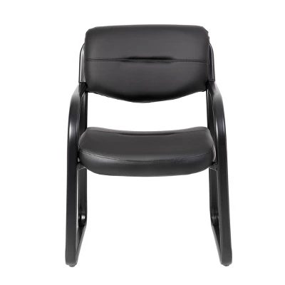 Leather Sled Base Guest Chair Black - Boss Office Products 5 Leather Sled Base Guest Chair Black - Boss Office Products - Image 5