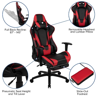 Flash Furniture Gaming Desk And Footrest Reclining Gaming Chair Set With Cup Holder And Headphone Hook 3 Flash Furniture Gaming Desk And Footrest Reclining Gaming Chair Set With Cup Holder And Headphone Hook - Image 3