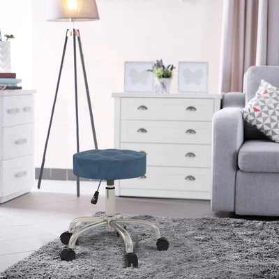 24.5" Nora Tufted Backless Adjustable Metal Vanity And Office Stool With Casters - Hillsdale Furniture 8 24.5" Nora Tufted Backless Adjustable Metal Vanity And Office Stool With Casters - Hillsdale Furniture - Image 8