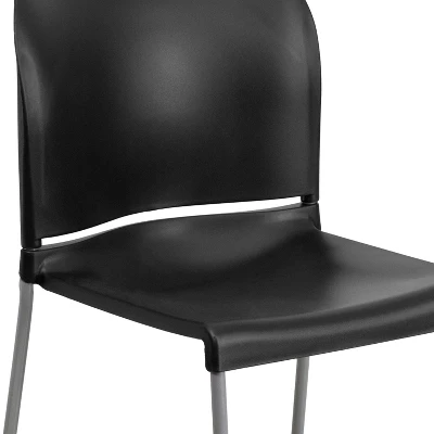 Emma And Oliver Home And Office Guest Chair Black Full Back Contoured Sled Base Stack Chair 5 Emma And Oliver Home And Office Guest Chair Black Full Back Contoured Sled Base Stack Chair - Image 5