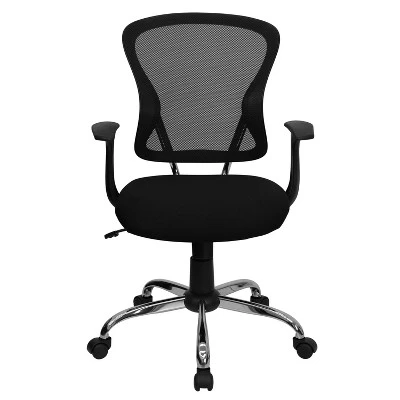 Swivel Task Chair Chrome Black Mesh - Flash Furniture 3 Swivel Task Chair Chrome Black Mesh - Flash Furniture - Image 3
