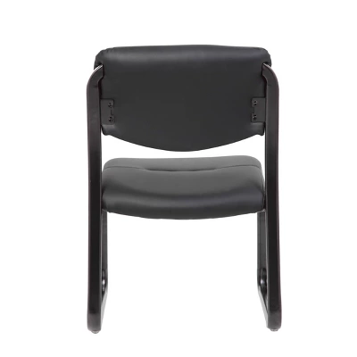 Armless Leather Sled Base Guest Chair Black - Boss Office Products 3 Armless Leather Sled Base Guest Chair Black - Boss Office Products - Image 3