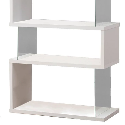 Coaster Home Furniture Asymmetrical Snaking Home Living Room Bookshelf, White 3 Coaster Home Furniture Asymmetrical Snaking Home Living Room Bookshelf, White - Image 3