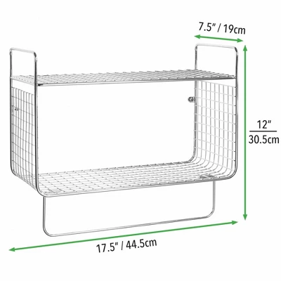MDesign 2 Tier Storage Organizer Bath Shelf With Towel Bar, Wall Mount 3 MDesign 2 Tier Storage Organizer Bath Shelf With Towel Bar, Wall Mount - Image 3