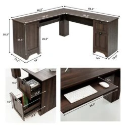 Costway L-Shaped Corner Computer Desk Writing Table Study Workstation Drawers BlackBrown 13 Costway L-Shaped Corner Computer Desk Writing Table Study Workstation Drawers BlackBrown -WorkHaven Sales Shop GUEST 27d10996 88ce 42ef b2a8 7c3df223da5d