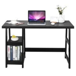 Tangkula Trestle Computer Desk Indoor Office Workstation For Home Office With 2-Tier Storage Shelves -WorkHaven Sales Shop GUEST 27f4ad51 2a00 4c13 a208 213ac8c19a0d