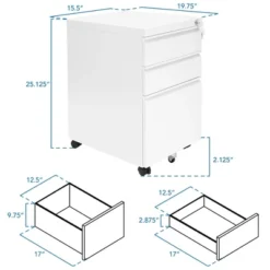 Mount-It! 3 Drawer Cabinet For Under Desk With Wheels | Rolling Storage With Lock For Files & Materials, Mobile Space Saving For Home & Office - White -WorkHaven Sales Shop GUEST 2863aaa8 9320 415a a7cb 61c91b5123cc