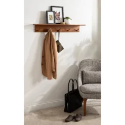 36" X 5" Alta Wood Shelf With 5 Posts Walnut Brown - Kate & Laurel All Things Decor -WorkHaven Sales Shop GUEST 28c83040 7f24 49b8 903c e97ebc330389