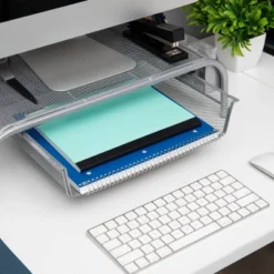 Mind Reader 2pk Metal Mesh Monitor Stand And Desk Organizer With Drawer Silver -WorkHaven Sales Shop GUEST 29093edb 9bc9 4404 b905 0da3c7571cb0