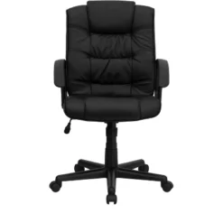 Mid-Back LeatherSoft Ripple And Accent Stitch Upholstered Swivel Task Office Chair With Arms Black Leather - Flash Furniture -WorkHaven Sales Shop GUEST 2945bb74 5641 4821 9a84 ba1386750c95