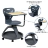 Flash Furniture Dark Gray Mobile Desk Chair With 360 Degree Tablet Rotation And Under Seat Storage Cubby