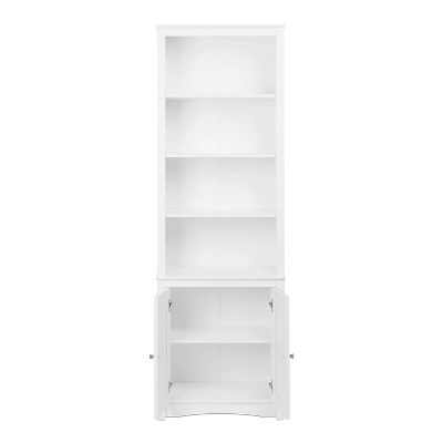 80" 2 Shaker With Tall Bookshelf Doors White - Prepac 4 80" 2 Shaker With Tall Bookshelf Doors White - Prepac - Image 4
