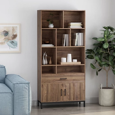 67.25" Gallatin Contemporary Cube Unit Bookcase Walnut - Christopher Knight Home 1 67.25" Gallatin Contemporary Cube Unit Bookcase Walnut - Christopher Knight Home